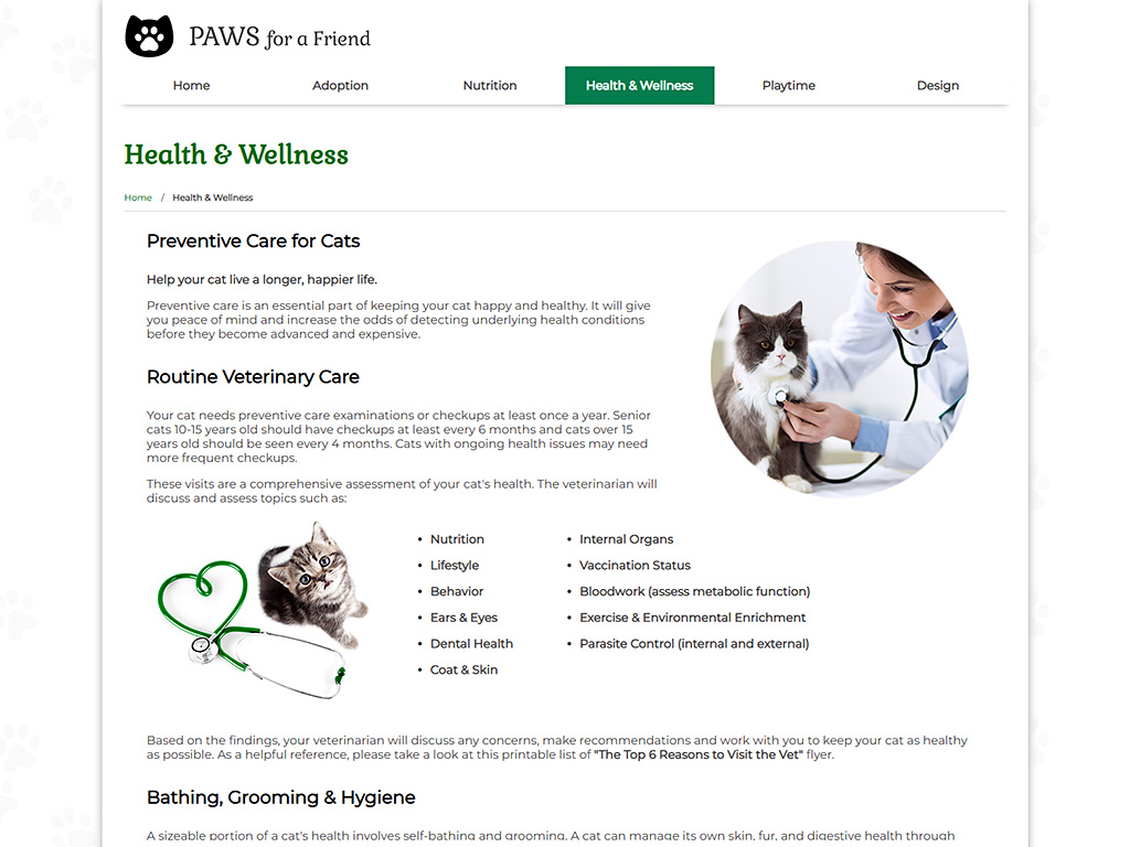 Health & Wellness Page